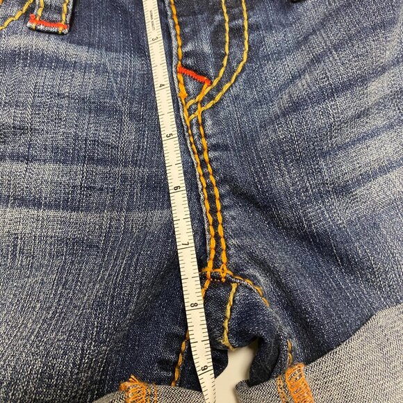 size 26 NEW True Religion mid rise cut off flap pocket OM Big T denim shorts $22 - Picture 7 of 10